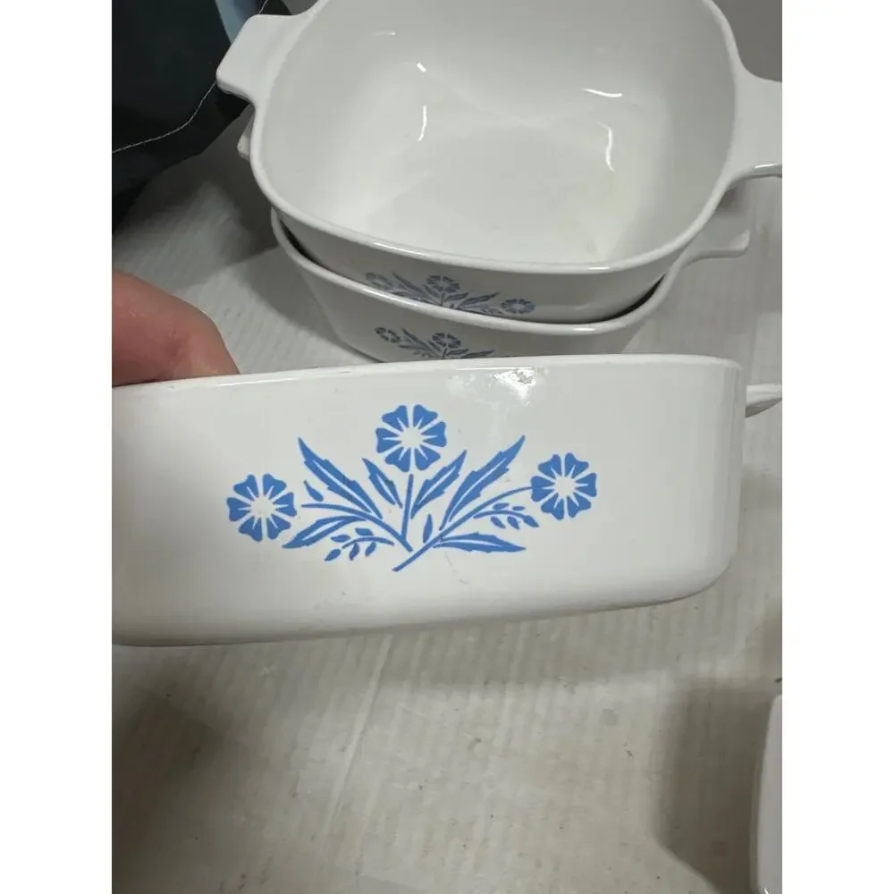 Corningware Lot of 4‎ - Blue Cornflower -  A-11/2-B,  P-1-B, A-1-B,  A-1-B White